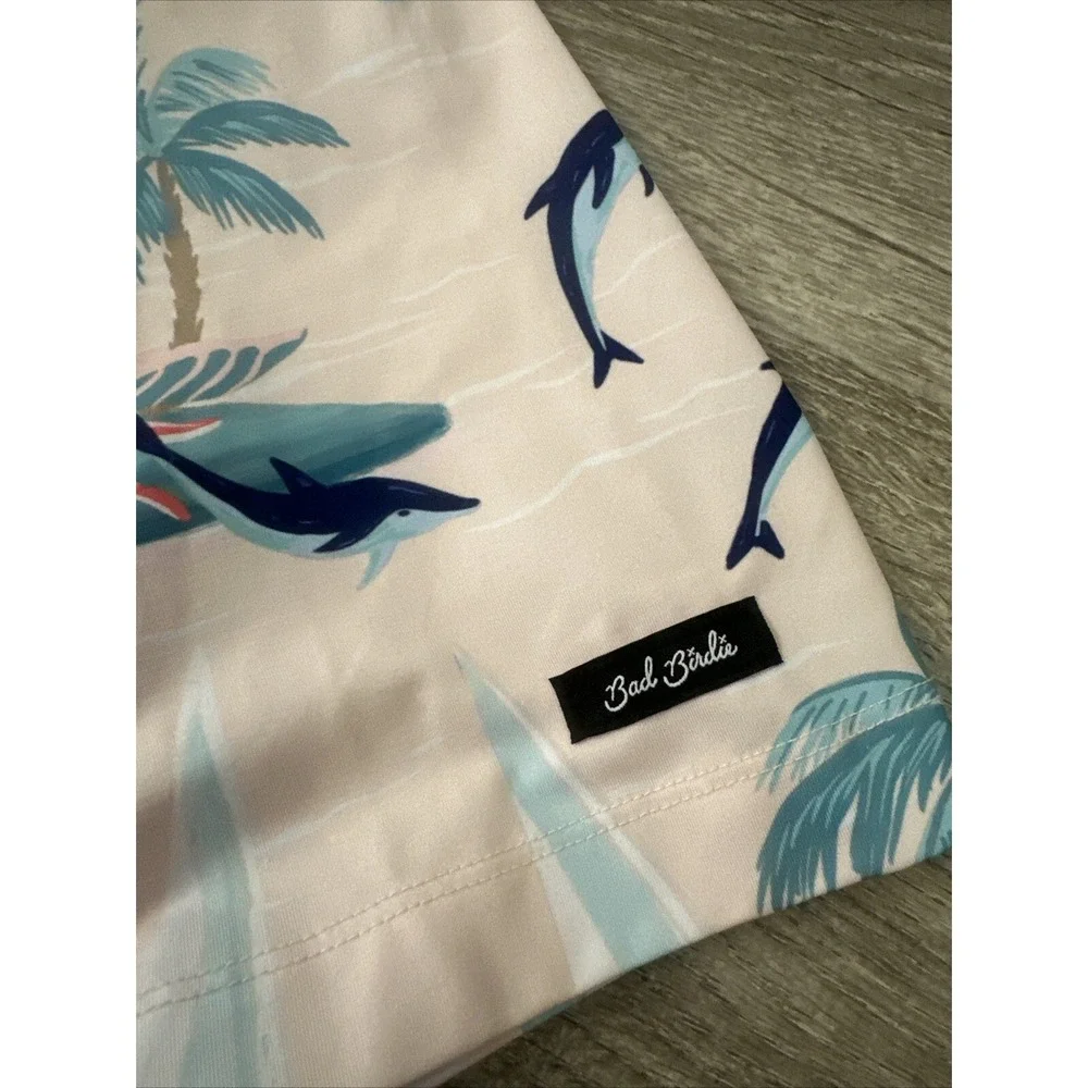 Bad Birdie Polo Golf Shirt Men's Large Performance Stretch  Tropical Dolphins